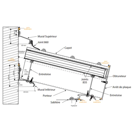 KIT Perfil pared superior + junta 860
